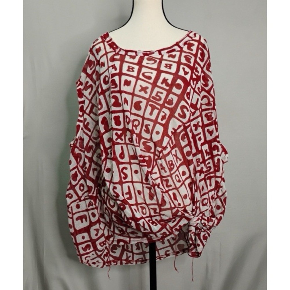 Rundholz Cotton Mesh Red Letter Numbers Print Top Sz‎ S Oversized Streetwear
